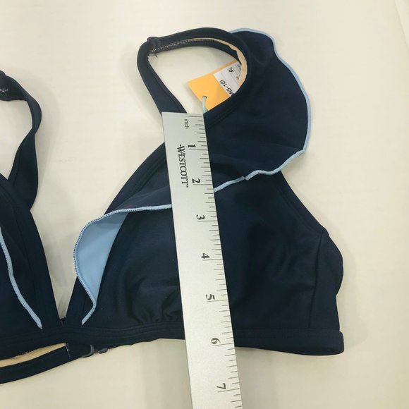 Kona Sol Women's Size Medium 8-10 Lightly Lined Bikini Swim Top Ruffle Blue New - Picture 11 of 13